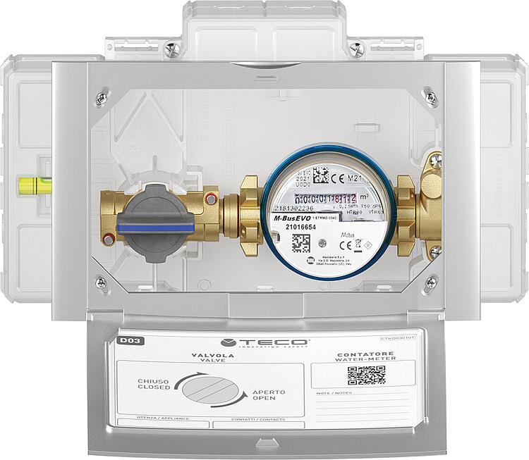 Unterputz Einbaukasten für Wasserzähler K4CC DN20 (3/4")  IG, mit Passstück 80 mm